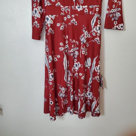 Women's Dress Size XXL Floral Burgundy Faux Wrap Soft - Picture 6 of 8